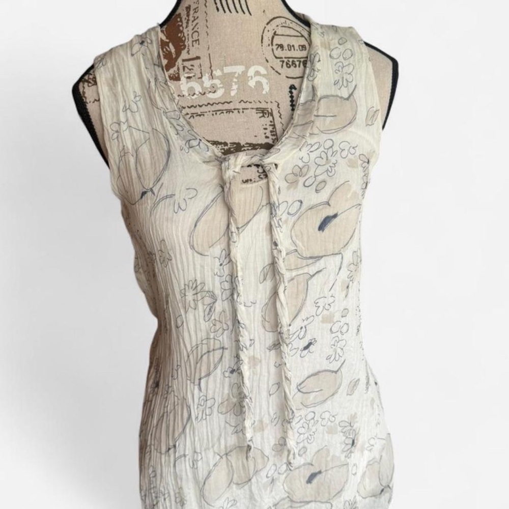 Sleeveless Silk Floral Blouse